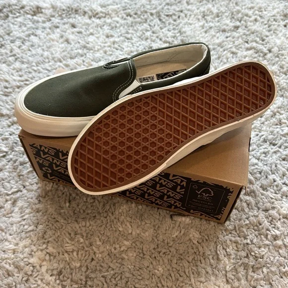 Vans Men's Olive Slip-On Loafers - Picture 4 of 4